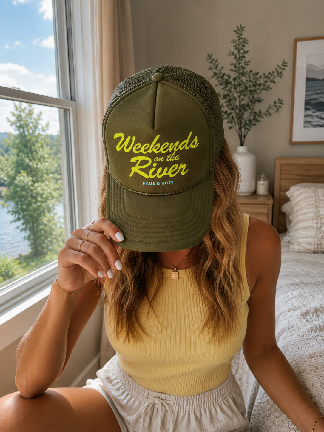 Weekends on the River Trucker in Martini Olive